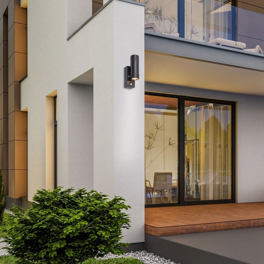 Rabalux - Luz de parede de exterior com sensor 2xGU10/10W/230V preto antigo IP44