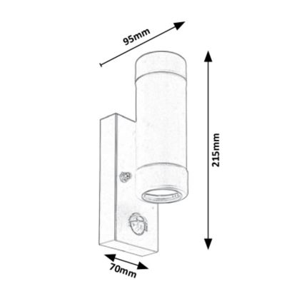 Rabalux - Luz de parede de exterior com sensor 2xGU10/10W/230V preto antigo IP44
