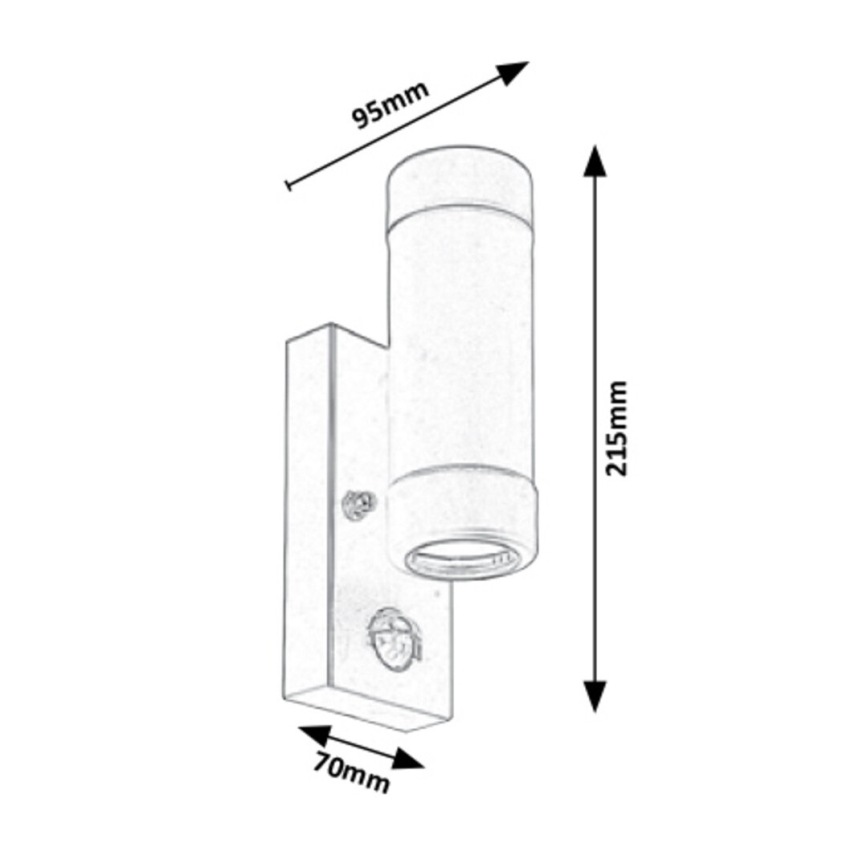 Rabalux - Luz de parede de exterior com sensor 2xGU10/10W/230V preto antigo IP44