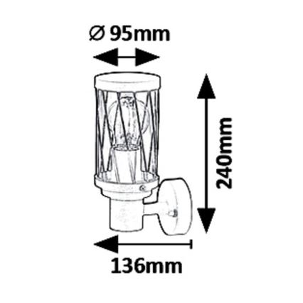 Rabalux 8888 - Luz de parede de exterior BUDAPEST 1xE27/40W/230V IP44