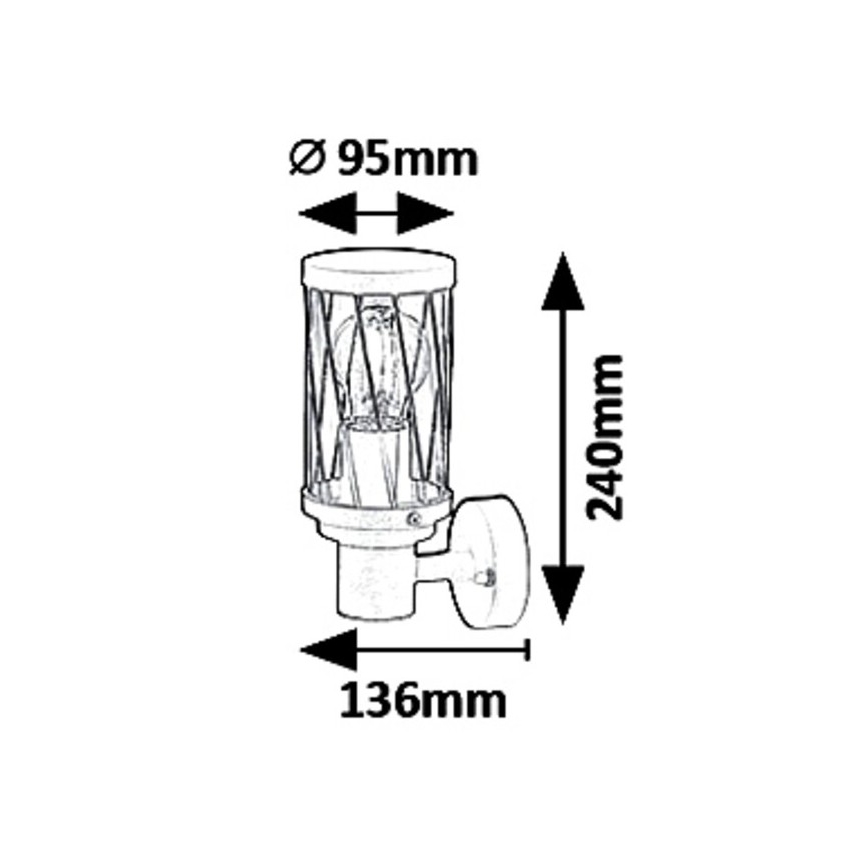 Rabalux 8888 - Luz de parede de exterior BUDAPEST 1xE27/40W/230V IP44