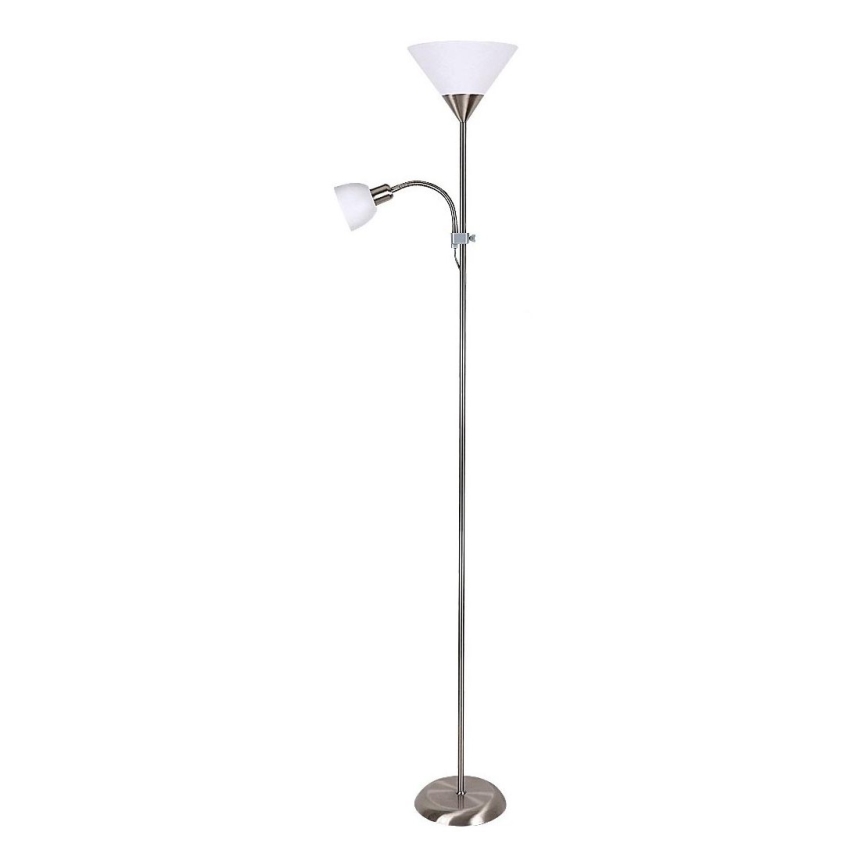 Rabalux - Candeeiro de chão 1xE27/100W+E14/25W cromado mate/branco