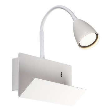 Rabalux - Candeeiro de parede com prateleira e USB port 1xGU10/25W/230V branco