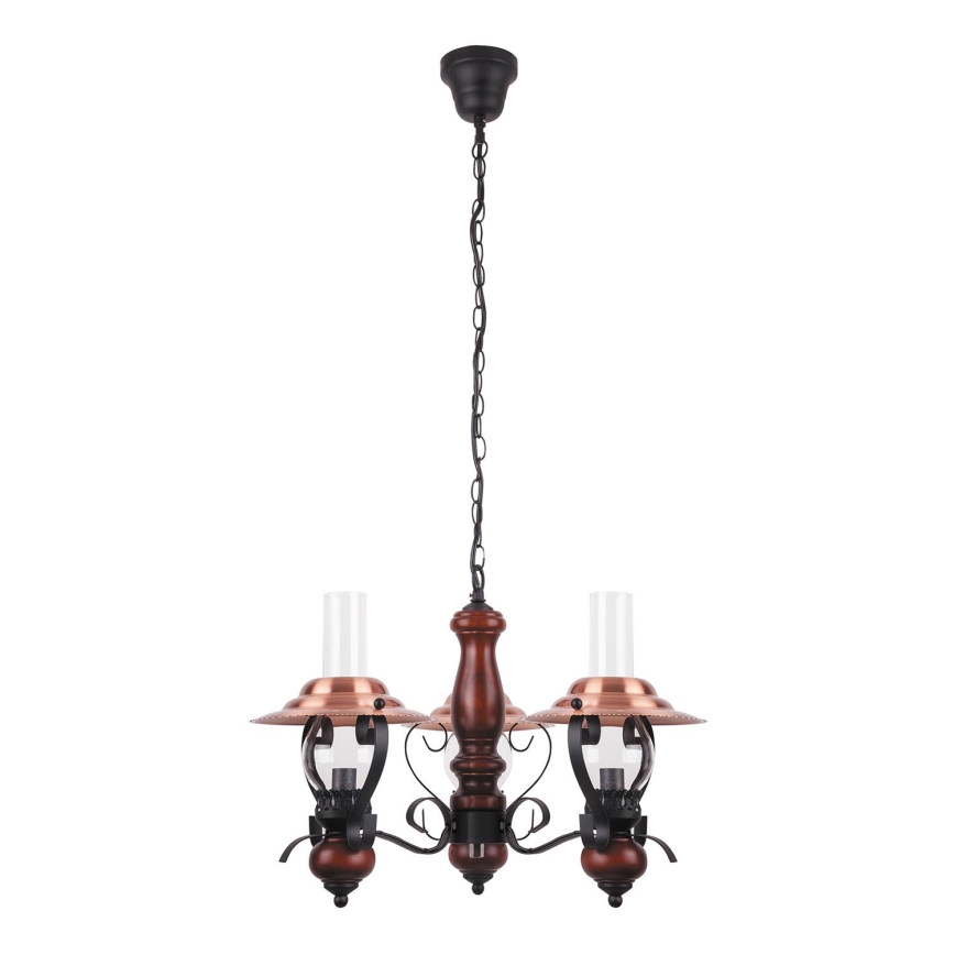 Rabalux - Candelabro suspenso 3xE14/40W/230V nogueira