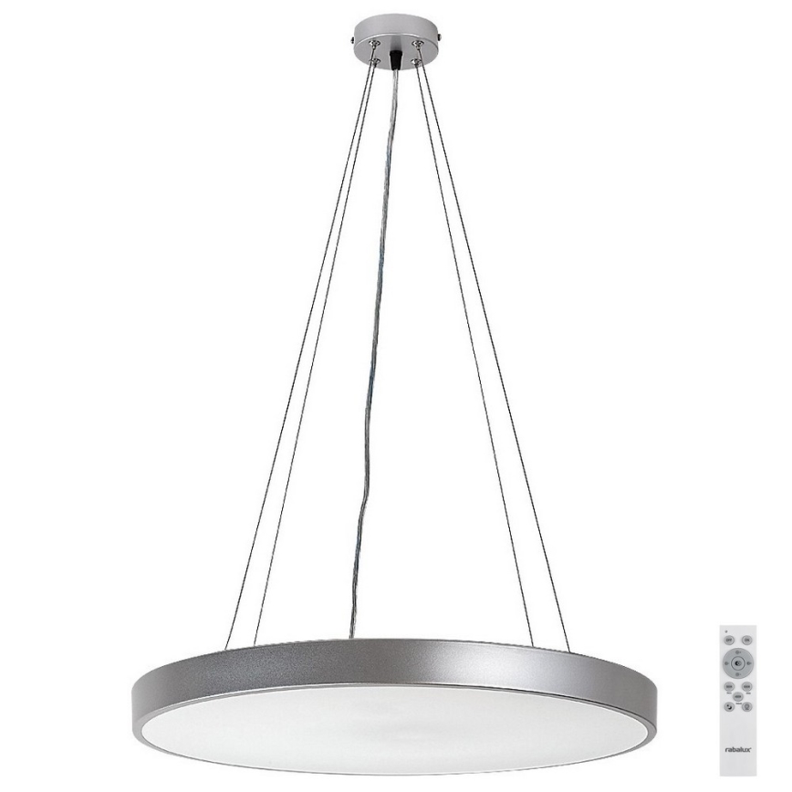 Rabalux - Candelabro suspenso LED com regulação LED/60W/230V prateado 3000-6000K + controlo remoto