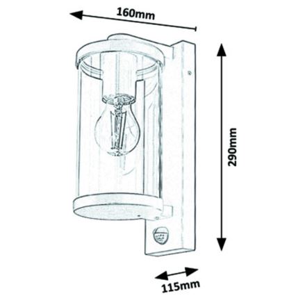 Rabalux - Iluminação de parede exterior com sensor 1xE27/60W/230V IP44