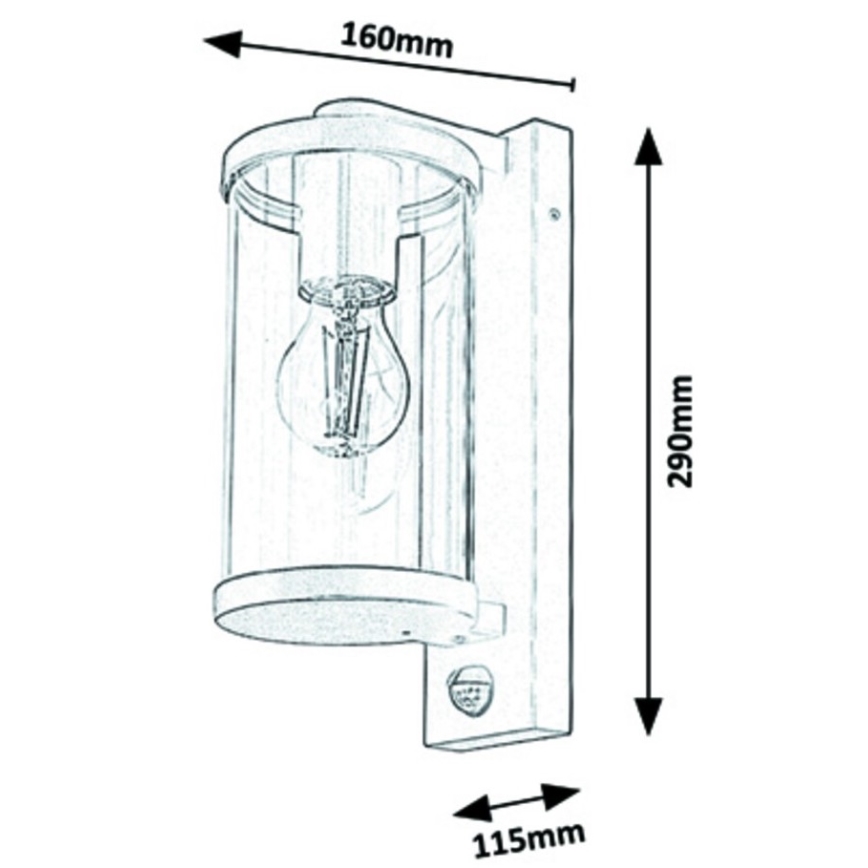 Rabalux - Iluminação de parede exterior com sensor 1xE27/60W/230V IP44