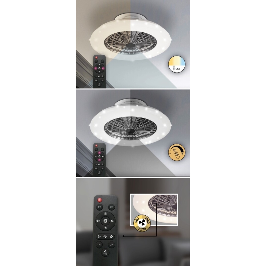 Rabalux - Iluminação de teto LED com regulação e ventoinha LED/30W/230V + CR 3000-6500K