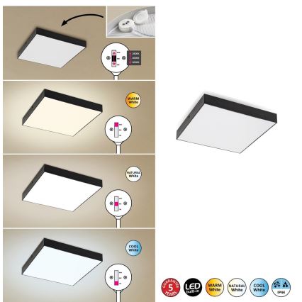 Rabalux - Iluminação de teto LED LED/24W/230V 3000-6000K IP44 preta