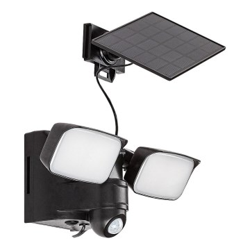 Rabalux - Iluminação LED Solar de parede flexível com sensor e painel exterior 2xLED/5W/3,7V IP54 preto