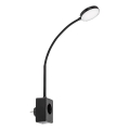 Rabalux - Lâmpada de parede LED regulável, 4W/230V, com porta USB integrada para tomada, preta