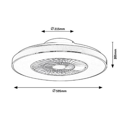 Rabalux - Plafon LED dimmerizável com ventilador LED/40W/230V 3000-6500K + controlo remoto
