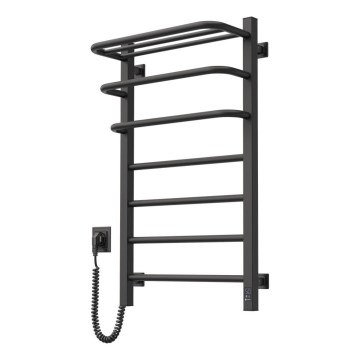 Radiador elétrico para casa de banho com termóstato FORTIS, 350 W/230 V, 80,6 cm, IP44, preto, com orientação à esquerda