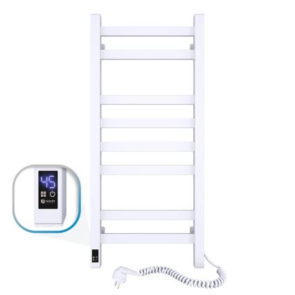 Toalheiro aquecido para casa de banho com termóstato AVANGARD 251W/230V 80,6 cm IP44, branco, ligação à direita, perfil quadrado