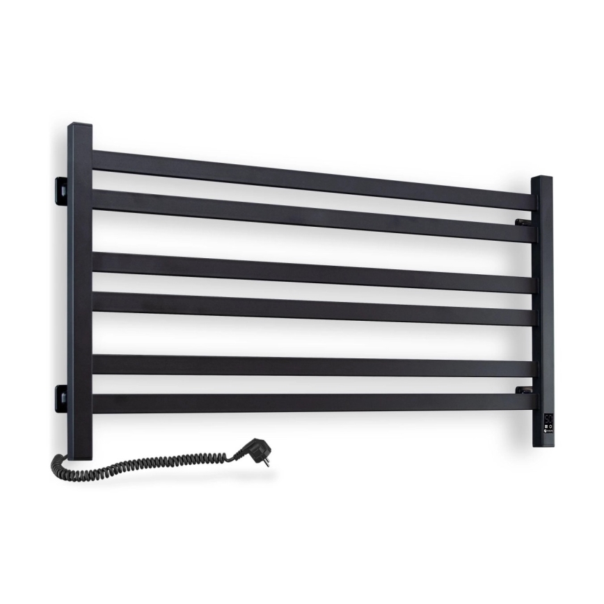 Radiador-toalheiro para casa de banho com termóstato AVANGARD 316W/230V 50,6 cm IP44, preto, esquerdo, de design quadrado