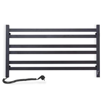 Radiador-toalheiro para casa de banho com termóstato AVANGARD 316W/230V 50,6 cm IP44, preto, esquerdo, de design quadrado