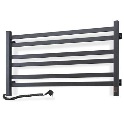 Radiador-toalheiro para casa de banho com termóstato AVANGARD 316W/230V 50,6 cm IP44, preto, esquerdo, de design quadrado