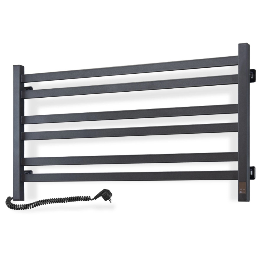 Radiador-toalheiro para casa de banho com termóstato AVANGARD 316W/230V 50,6 cm IP44, preto, esquerdo, de design quadrado