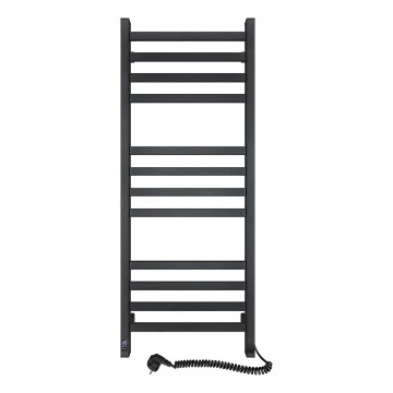 Radiador toalheiro para casa de banho com termostato AVANGARD 459W/230V 120,6 cm IP44, preto, ligação à direita, design quadrado