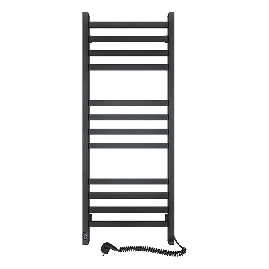 Radiador toalheiro para casa de banho com termostato AVANGARD 459W/230V 120,6 cm IP44, preto, ligação à direita, design quadrado