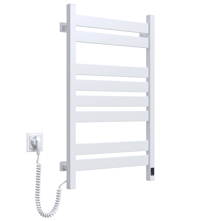Radiador toalheiro para casa de banho com termostato LARGO 432W/230V 80,6 cm IP44 branco, ligação à esquerda, perfil quadrado