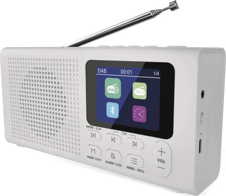Rádio DAB DAB+ FM 3W/5V/4xAA branco
