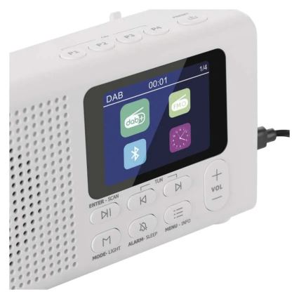 Rádio DAB DAB+ FM 3W/5V/4xAA branco