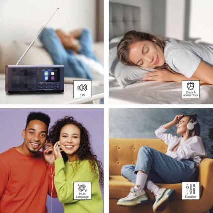 Rádio DAB DAB+ FM 3W/5V/4xAA preto