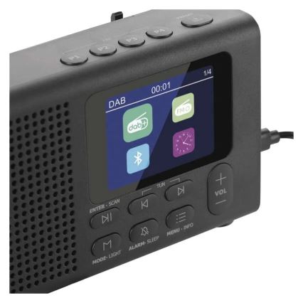 Rádio DAB DAB+ FM 3W/5V/4xAA preto