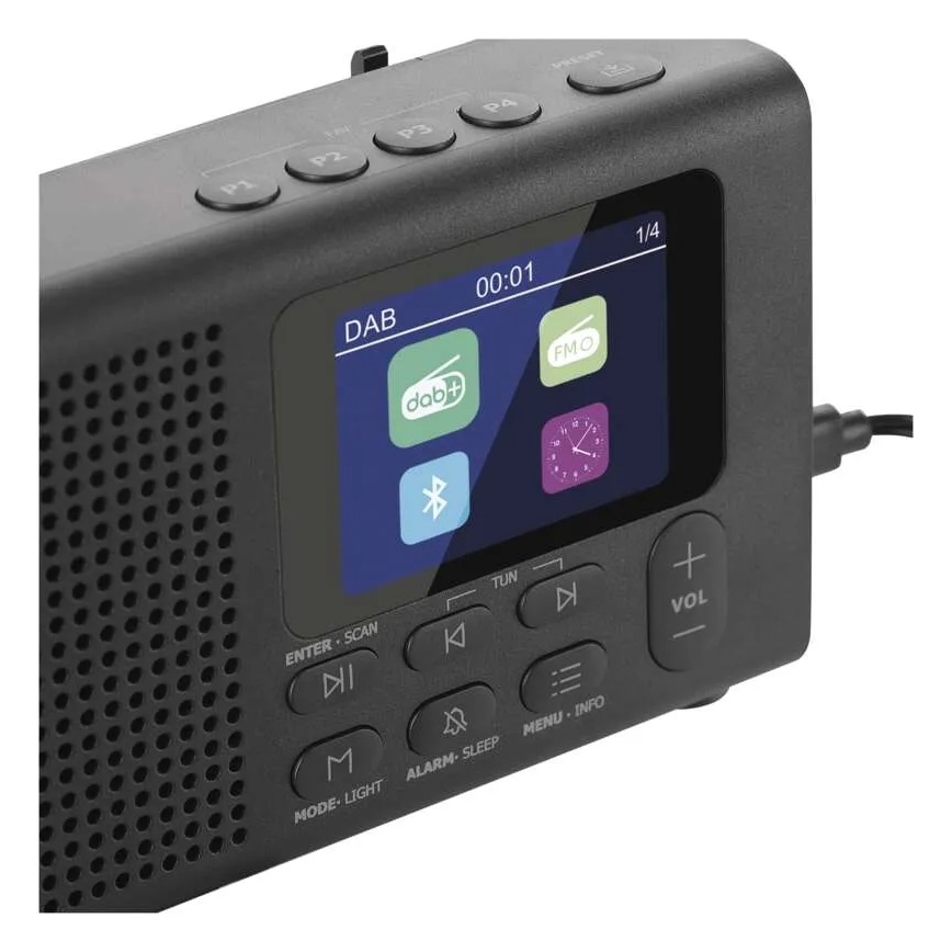 Rádio DAB DAB+ FM 3W/5V/4xAA preto