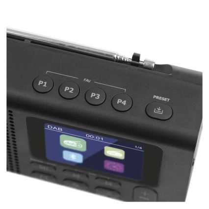 Rádio DAB DAB+ FM 3W/5V/4xAA preto
