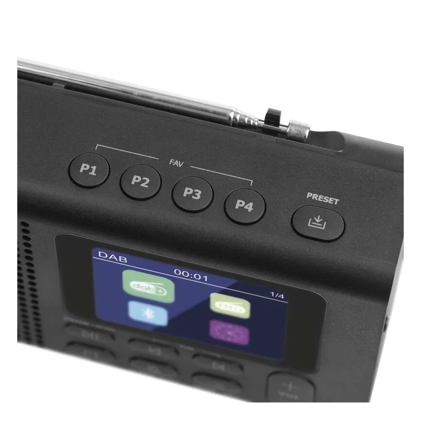 Rádio DAB DAB+ FM 3W/5V/4xAA preto