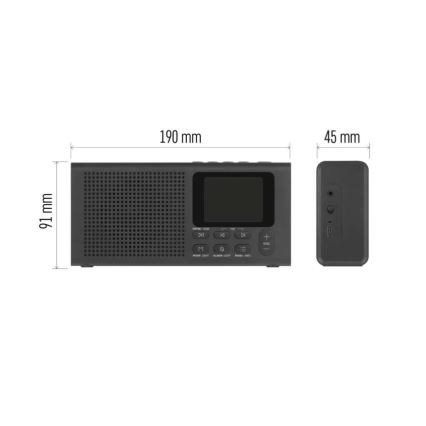 Rádio DAB DAB+ FM 3W/5V/4xAA preto