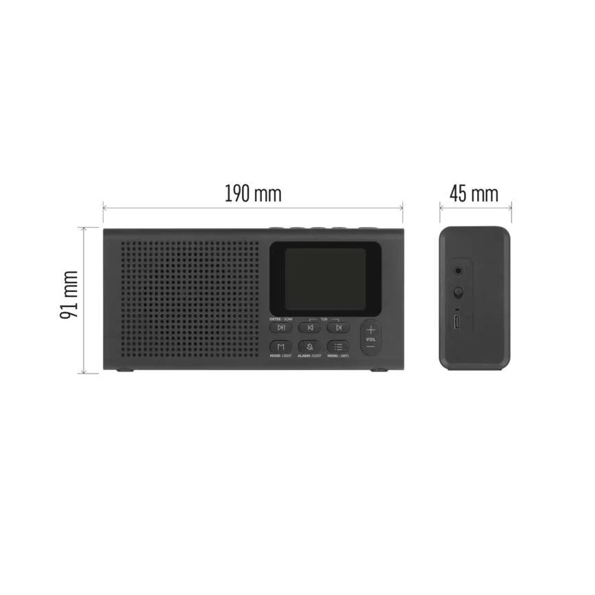 Rádio DAB DAB+ FM 3W/5V/4xAA preto