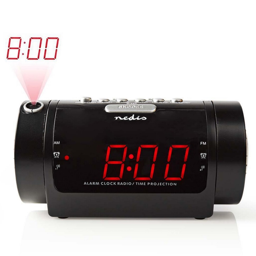 Rádio-despertador com visor LED e projetor 230V