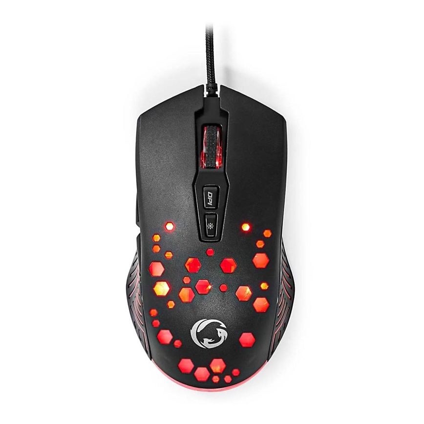 Rato de gaming LED 800/1200/2400/3200/4800/7200 DPI 7 botões preto