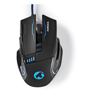 Rato de gaming LED 800/1600/2400/4000 DPI 8 botões preto