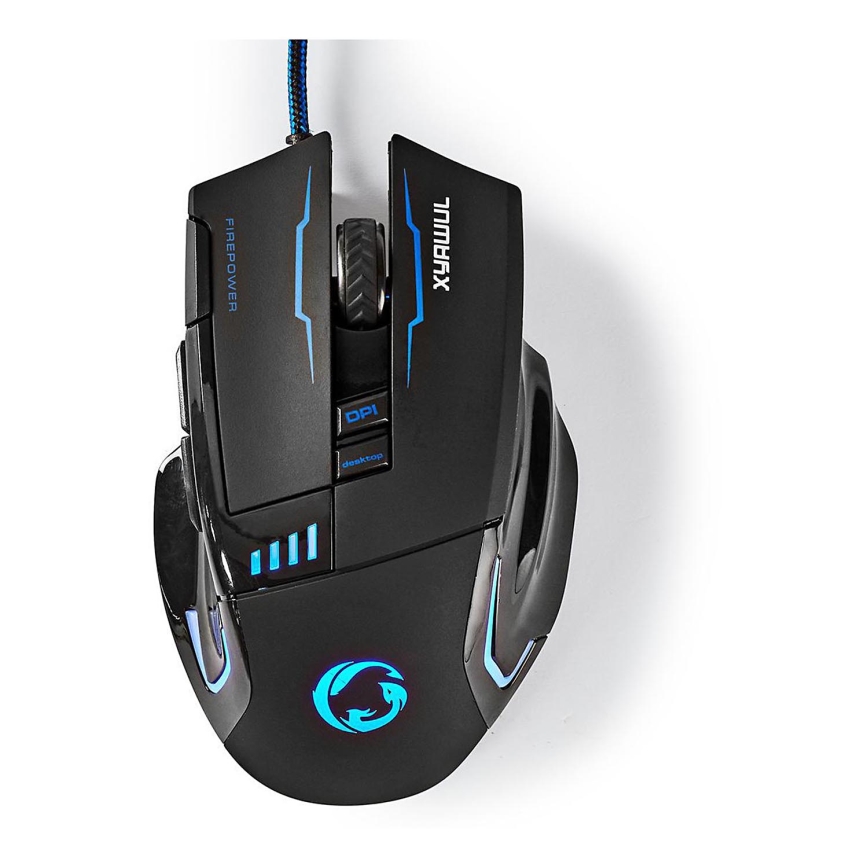 Rato de gaming LED 800/1600/2400/4000 DPI 8 botões preto