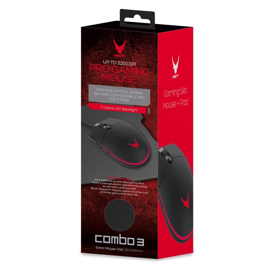 Rato de jogos LED com um teclado VARR 1000/1600/2400/3200 DPI