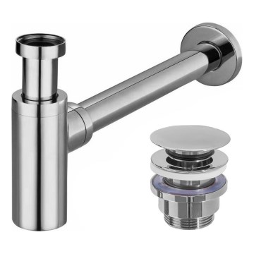 REA-A5693 - Sifão para lavatório com válvula CLICK-CLACK Ø 6,4 cm cromado brilhante