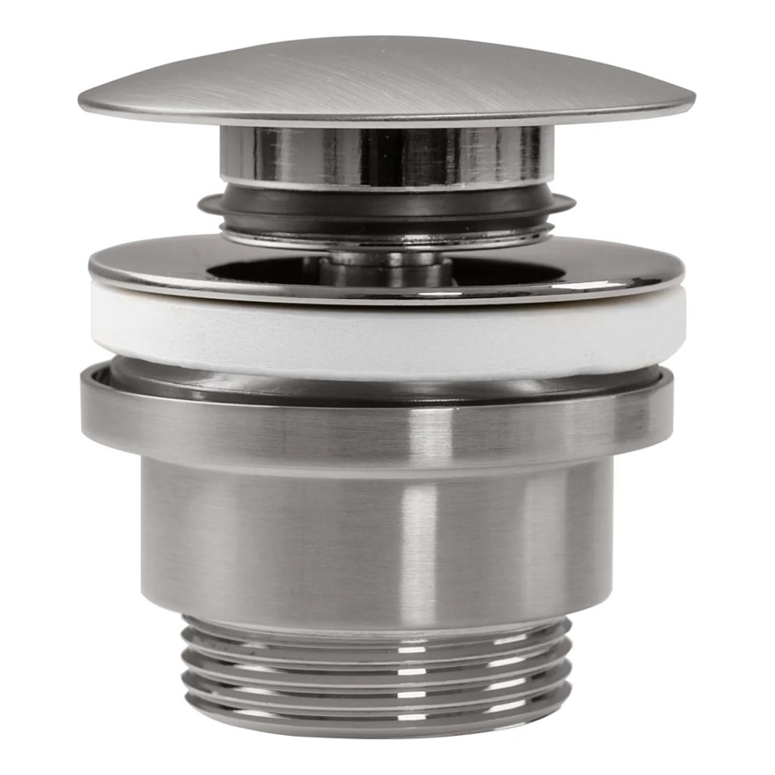 REA-A6000 - Válvula de escoamento para lavatório CLICK-CLACK, diâmetro 6,4 cm, níquel escovado