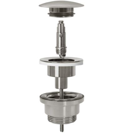 REA-A6000 - Válvula de escoamento para lavatório CLICK-CLACK, diâmetro 6,4 cm, níquel escovado