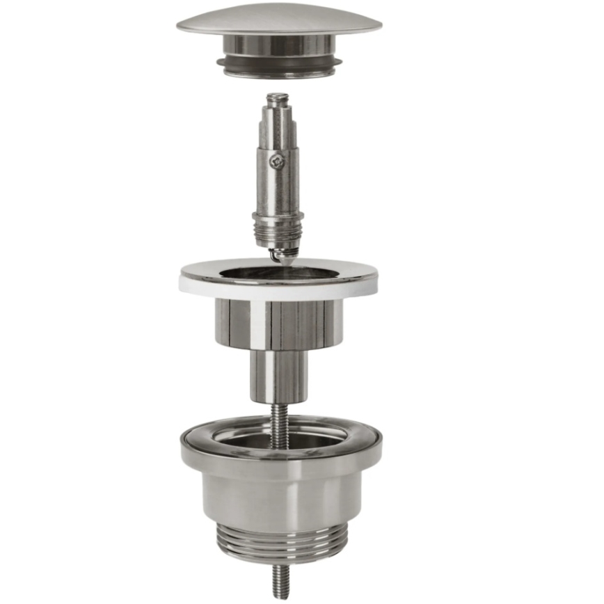 REA-A6000 - Válvula de escoamento para lavatório CLICK-CLACK, diâmetro 6,4 cm, níquel escovado