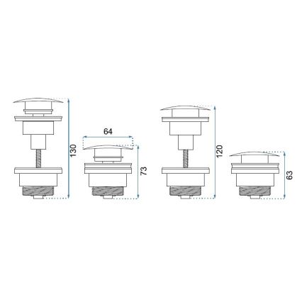REA-A6000 - Válvula de escoamento para lavatório CLICK-CLACK, diâmetro 6,4 cm, níquel escovado
