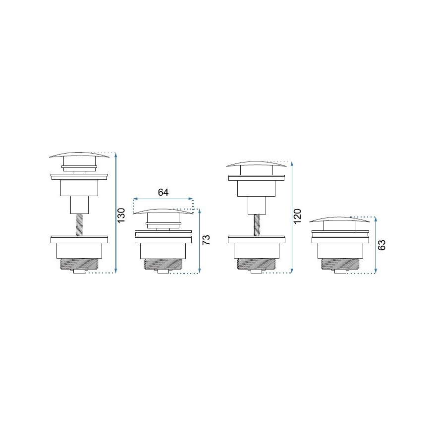 REA-A6000 - Válvula de escoamento para lavatório CLICK-CLACK, diâmetro 6,4 cm, níquel escovado
