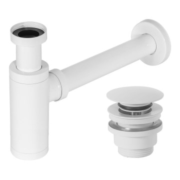 REA-A6952 - Sifão para lavatório com válvula CLICK-CLACK, diâmetro 6,4 cm, branco