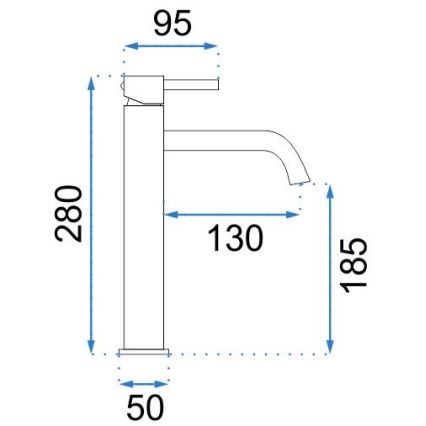 REA-B4104 - Misturador para lavatório LUNGO 28 cm, acabamento cromado brilhante