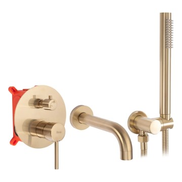 REA-B7503 - Conjunto para banheira com misturador de encastre LUNGO, acabamento em ouro escovado