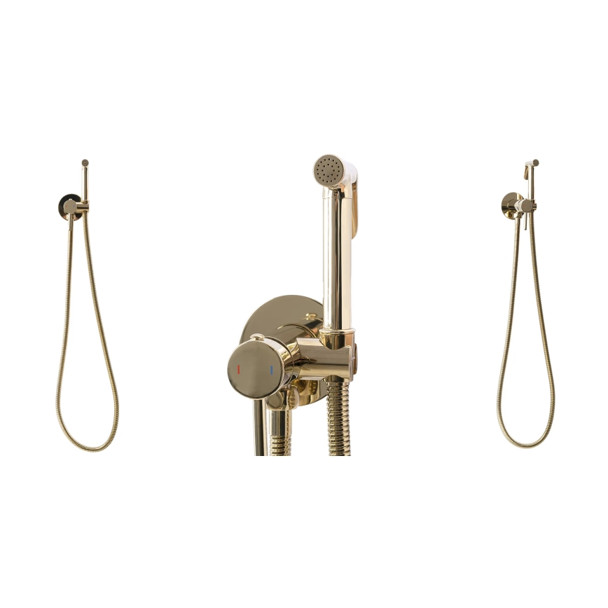 REA-B8979 - Misturador para bidé com duche de mão para instalação embutida LUNGO dourado