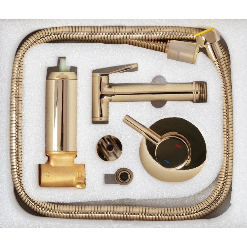 REA-B8979 - Misturador para bidé com duche de mão para instalação embutida LUNGO dourado